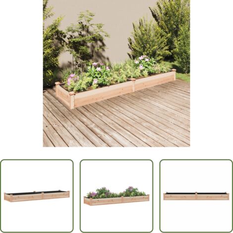 vidaXL Jardinera abeto -  Jardinera arriate con forro madera maciza abeto 240x60x25 cm