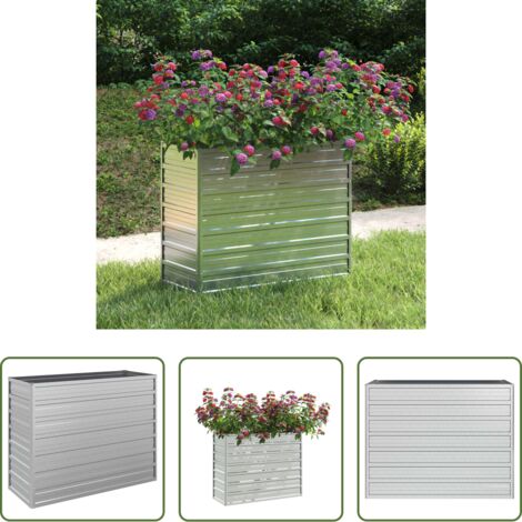 vidaXL Jardinera -  Arriate de acero galvanizado plateado 100x40x77 cm