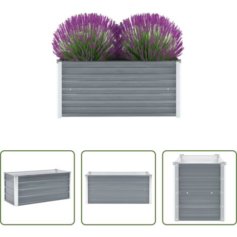 vidaXL Jardinera -  Arriate de jardín de acero galvanizado gris 100x40x45 cm