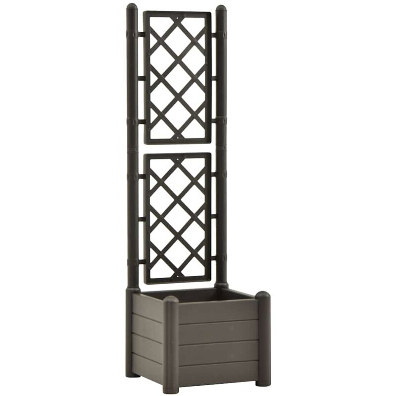 

vidaXL Jardinera con enrejado PP gris antracita 43x43x142 cm - Antracita