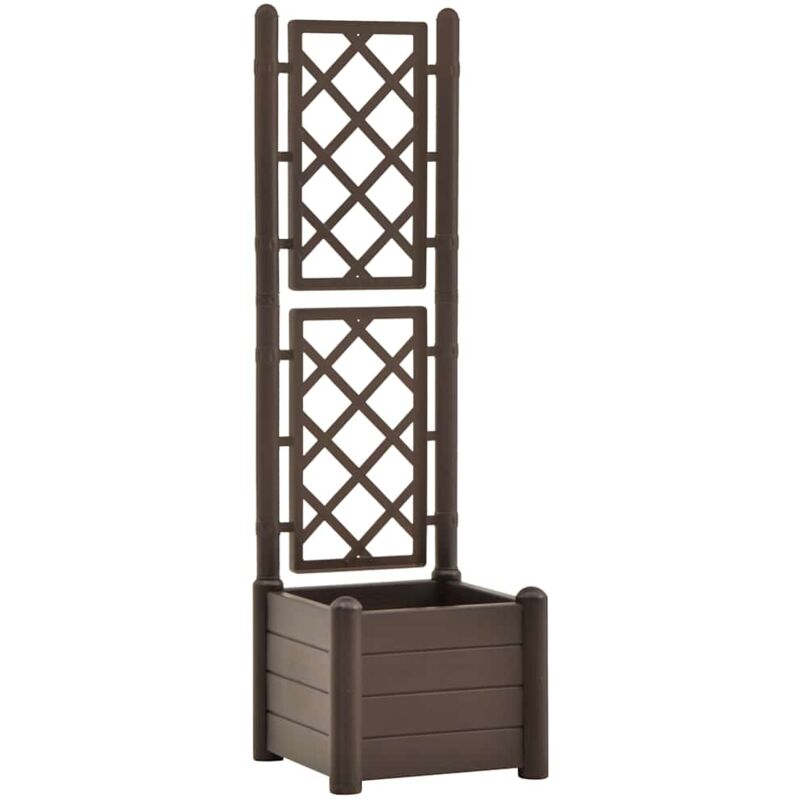 

vidaXL Jardinera con enrejado PP moca 43x43x142 cm - Marrón