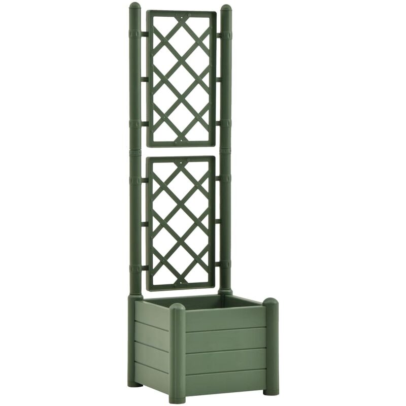 

vidaXL Jardinera con enrejado PP verde 43x43x142 cm - Verde