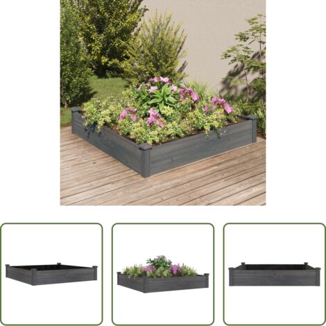 vidaXL Jardinera con forro -  Jardinera arriate forro madera maciza abeto marrón 120x120x25cm