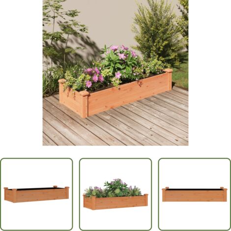 vidaXL Jardinera de abeto - Jardinera arriate forro madera maciza abeto marrón 120x45x25 cm