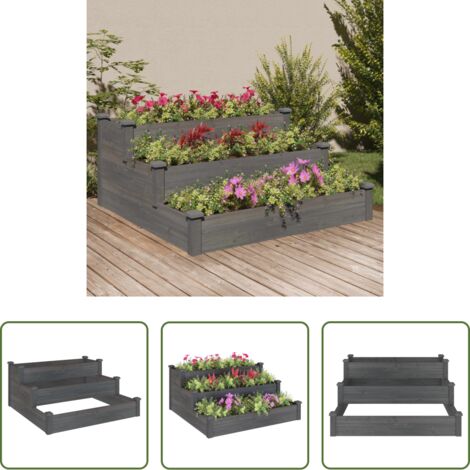 vidaXL Jardinera de abeto -  Jardinera arriate madera maciza de abeto gris 120x120x56 cm