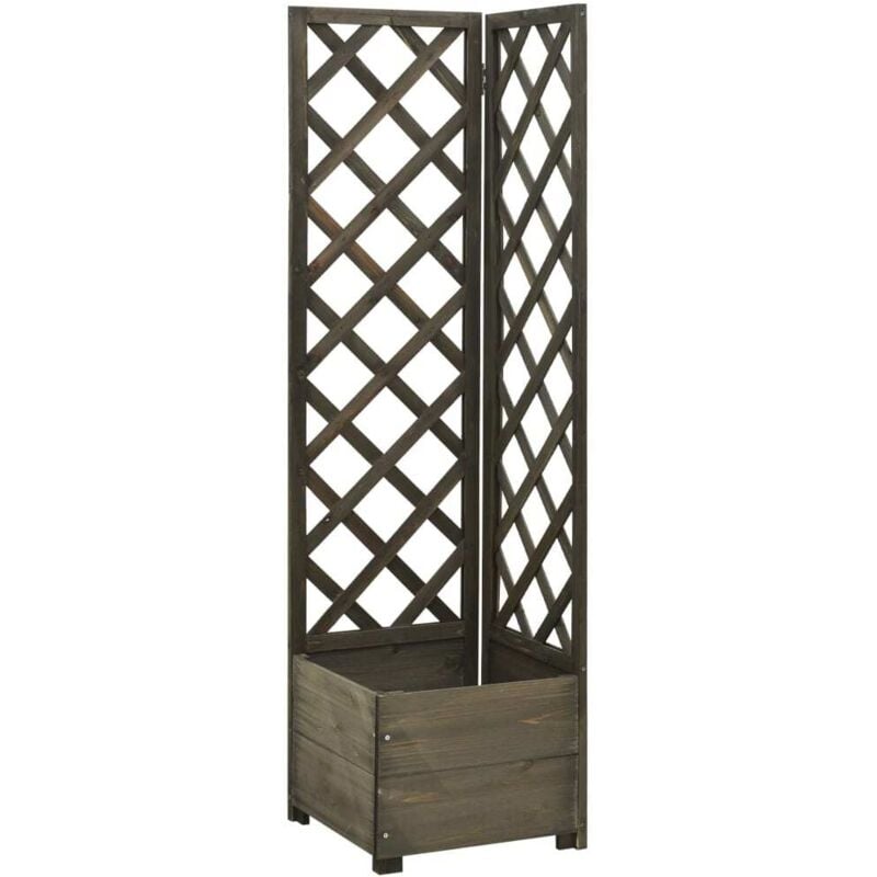 

vidaXL Jardinera de enrejado de esquina madera abeto gris 40x40x150 cm - Gris