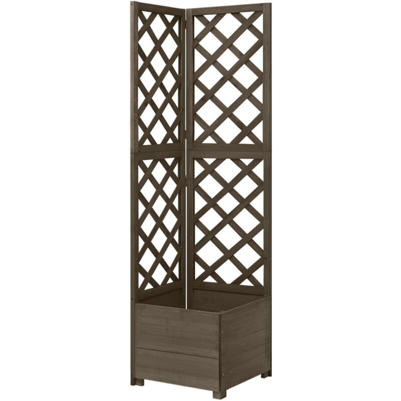 

vidaXL Jardinera de enrejado de esquina madera abeto gris 40x40x150 cm - Gris