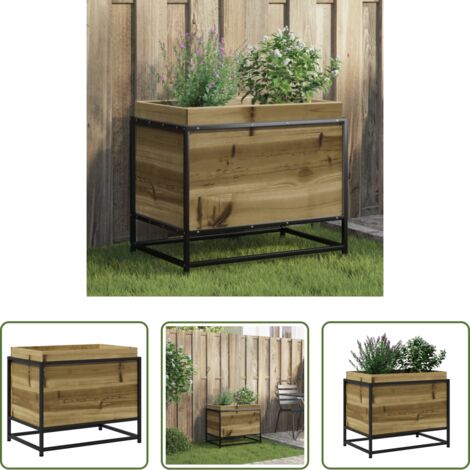 vidaXL Jardinera de exterior - Jardinera de madera de pino impregnada 60x40x50 cm