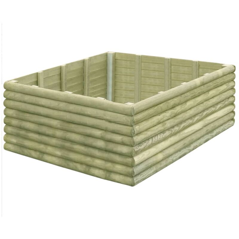 

vidaXL Arriate de madera de pino impregnada 19 mm 150x150x48 cm - Marrón