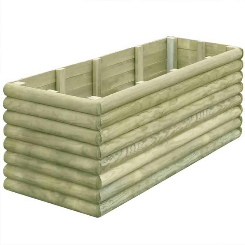 

vidaXL Arriate de madera de pino impregnada 19 mm 150x56x48 cm - Marrón