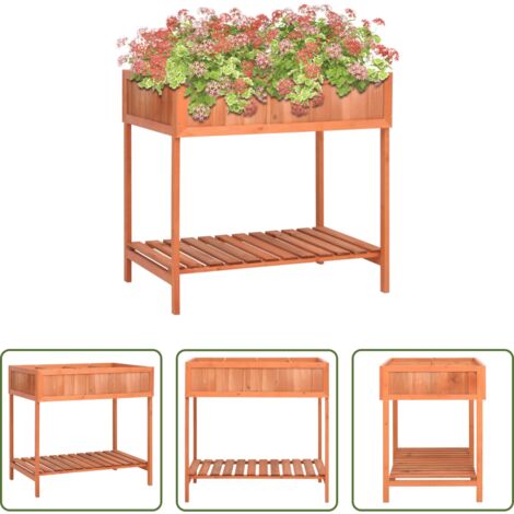 vidaXL Jardinera de madera -  Jardinera huerto madera maciza de abeto 80x60x80 cm
