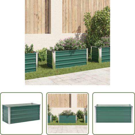 vidaXL Jardinera de metal -  Arriate de jardín de acero galvanizado verde 100x40x45 cm