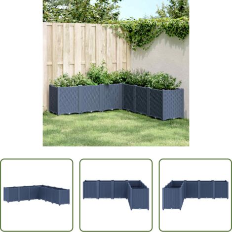 vidaXL Jardinera de ratán -  Jardinera PP azul gris 160x160x53 cm