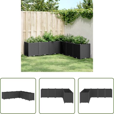 vidaXL Jardinera de ratán -  Jardinera PP negro 160x160x53 cm
