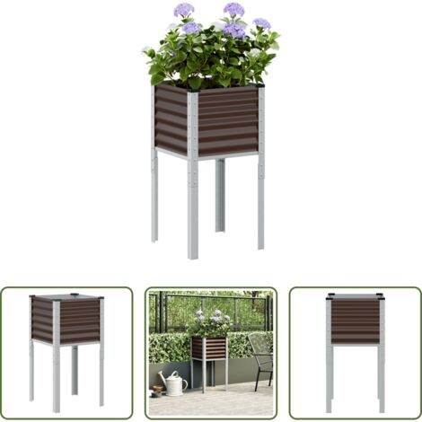 vidaXL Jardinera decorativa -  Jardinera de acero marrón 45x45x88 cm