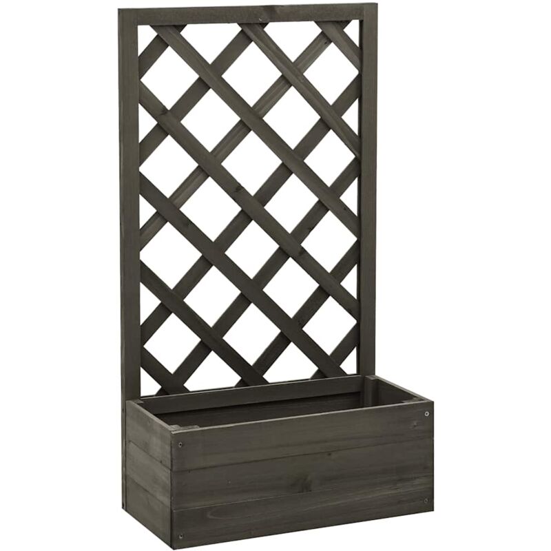 

vidaXL Jardinera enrejada de jardín madera abeto gris 50x25x90 cm - Gris