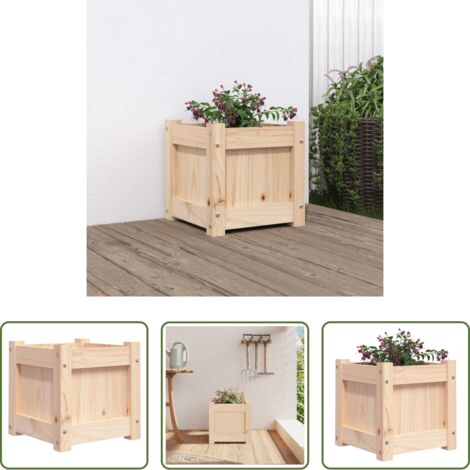vidaXL Jardinera exterior -  Jardinera madera maciza de pino 31x31x31 cm