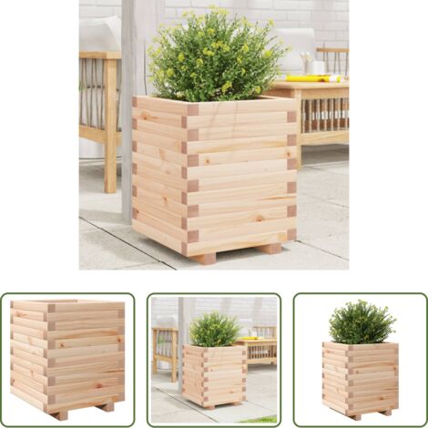 vidaXL Jardinera exterior -  Jardinera madera maciza de pino 40x40x49,5 cm