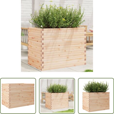 vidaXL Jardinera exterior -  Jardinera madera maciza de pino 90x60x68,5 cm