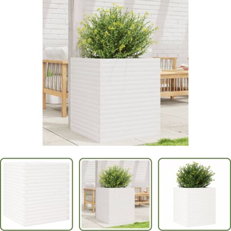 vidaXL Jardinera exterior -  Jardinera madera maciza de pino blanco 60x60x68,5 cm