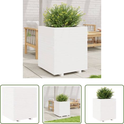 vidaXL Jardinera exterior -  Jardinera madera maciza de pino blanco 60x60x72,5 cm