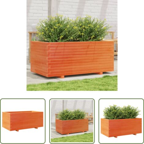 vidaXL Jardinera exterior -  Jardinera madera maciza de pino marrón cera 110x60x49,5 cm