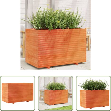 vidaXL Jardinera exterior -  Jardinera madera maciza de pino marrón cera 110x60x72 cm