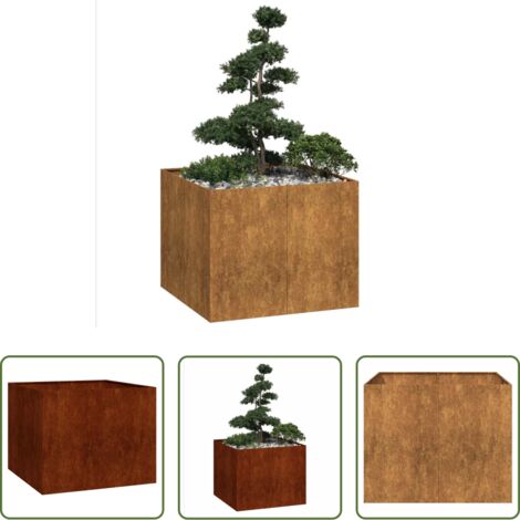 vidaXL Jardinera exterior -  Jardinera oxidada 100x100x80 cm acero corten