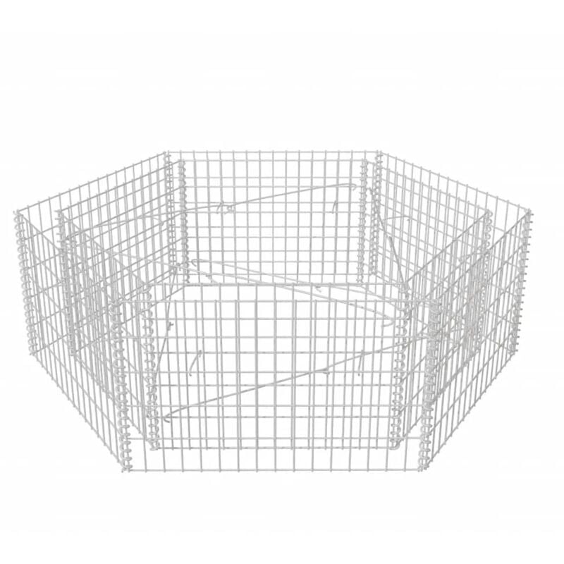 

Arriate hexagonal de gaviones 160x140x50 cm - Plateado - Vidaxl