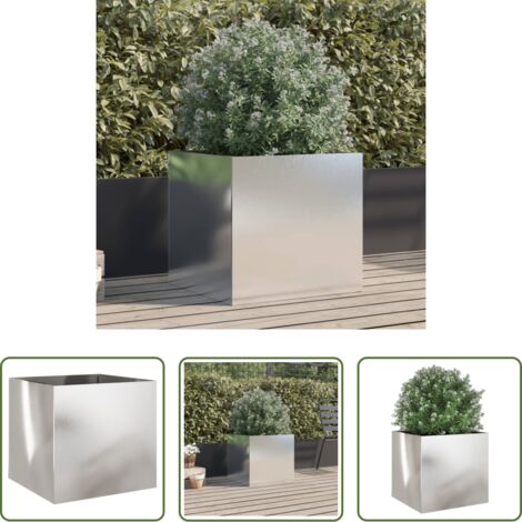 vidaXL Jardinera para balcones -  Jardinera de acero inoxidable plateado 49x47x46 cm