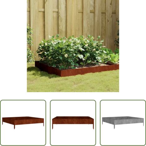 vidaXL Jardinera para jardín -  Jardinera acero corten 100x100x26 cm