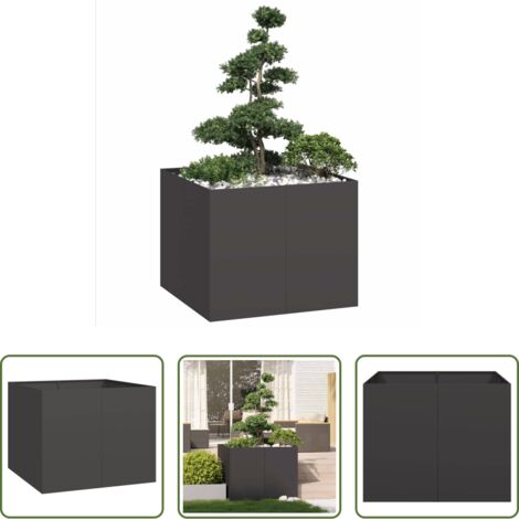 vidaXL Jardinera para jardín -  Jardinera acero negro 100x100x80 cm