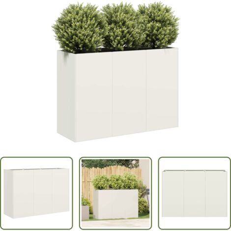 vidaXL Jardinera para jardín -  Jardinera de acero laminado en frío blanco 120x40x80 cm