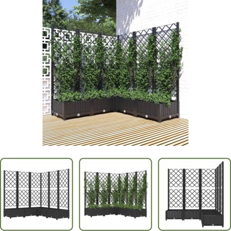 vidaXL Jardinera para plantas -  Jardinera con enrejado PP negro 120x120x121,5 cm