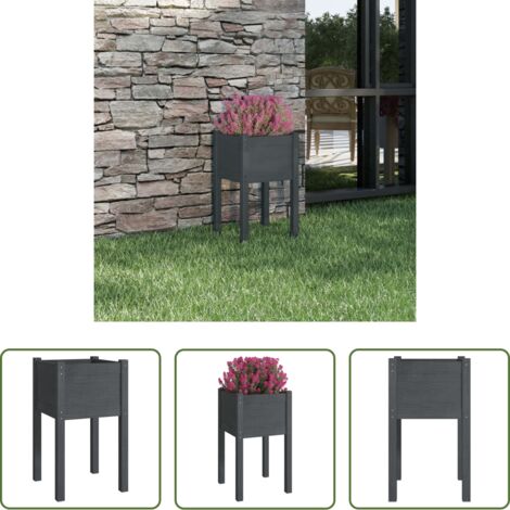 vidaXL Jardinera para plantas -  Jardinera de madera maciza de pino gris 40x40x70 cm