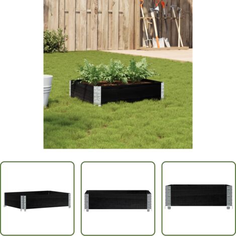 vidaXL Jardinera para plantas -  Jardinera de madera maciza de pino negro 80x60 cm