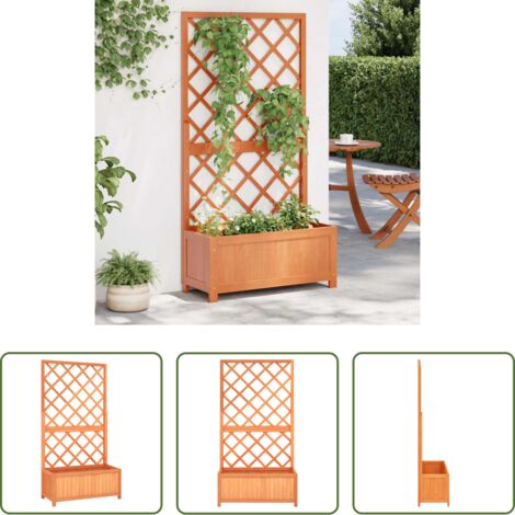 vidaXL Jardinera para plantas -  Jardinera enrejada de jardín madera de abeto marrón 70x30x135cm