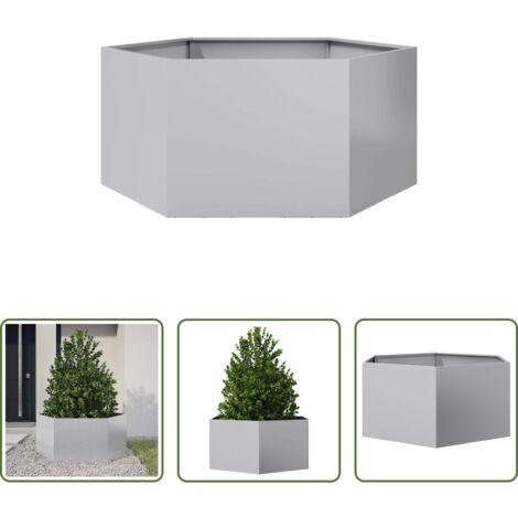 vidaXL Jardinera para plantas -  Jardinera hexagonal acero galvanizado 104x90x45 cm
