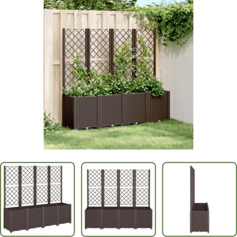 vidaXL Jardinera para plantas trepadoras -  Jardinera con enrejado PP marrón 160x40x140 cm