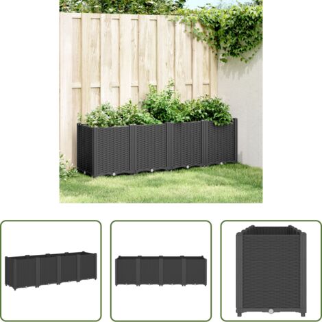 vidaXL Jardinera para plantas trepadoras -  Jardinera PP negro 160x40x53 cm