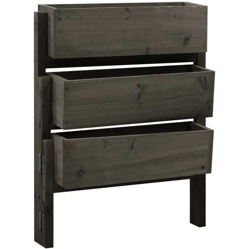 

vidaXL Jardinera plegable de jardín madera de abeto gris 60x14x75 cm - Gris