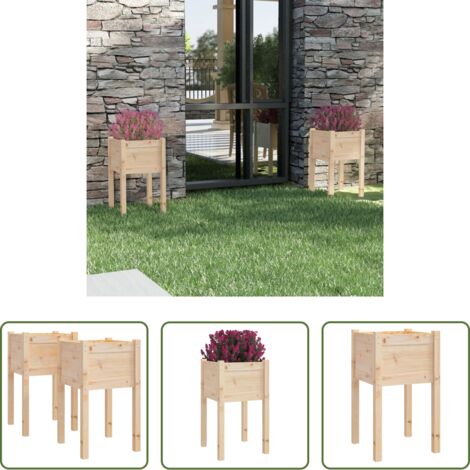 vidaXL Jardineras para plantas -  Jardineras 2 uds madera maciza de pino 40x40x70 cm