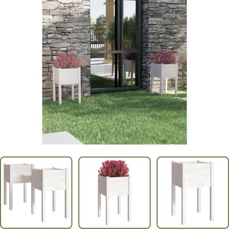 vidaXL Jardineras para plantas -  Jardineras 2 unidades madera maciza de pino blanco 40x40x70 cm