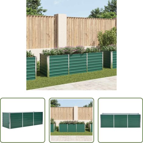 vidaXL Jardinería -  Arriate de jardín de acero galvanizado verde 240x80x77 cm