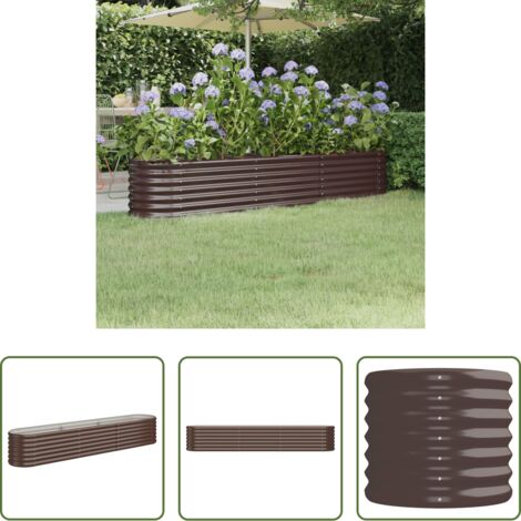 vidaXL Jardinería exterior -  Jardinera arriate acero galvanizado marrón 224x40x36 cm
