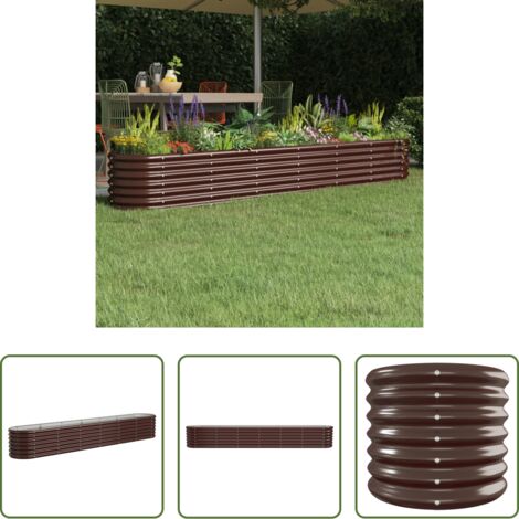 vidaXL Jardinería exterior -  Jardinera arriate acero galvanizado marrón 260x40x36 cm