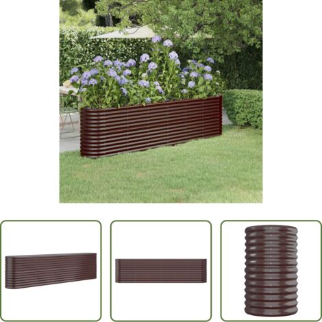 vidaXL Jardinería exterior -  Jardinera arriate acero galvanizado marrón 260x40x68 cm