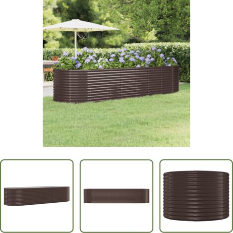 vidaXL Jardinería exterior -  Jardinera arriate acero galvanizado marrón 322x100x68cm
