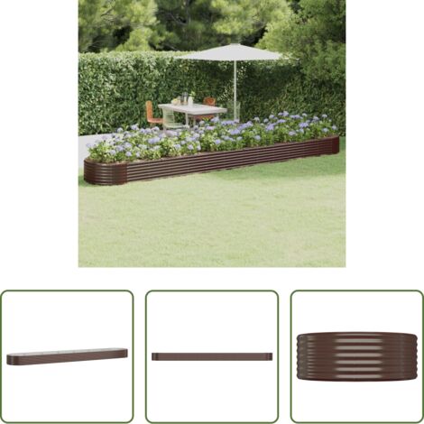 vidaXL Jardinería exterior -  Jardinera arriate acero galvanizado marrón 544x100x36cm