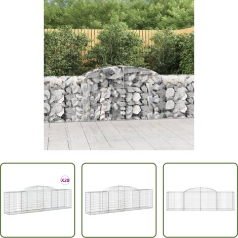 vidaXL Jardines decorativos -  Cestas de gaviones 20 uds forma de arco hierro 300x50x80/100 cm
